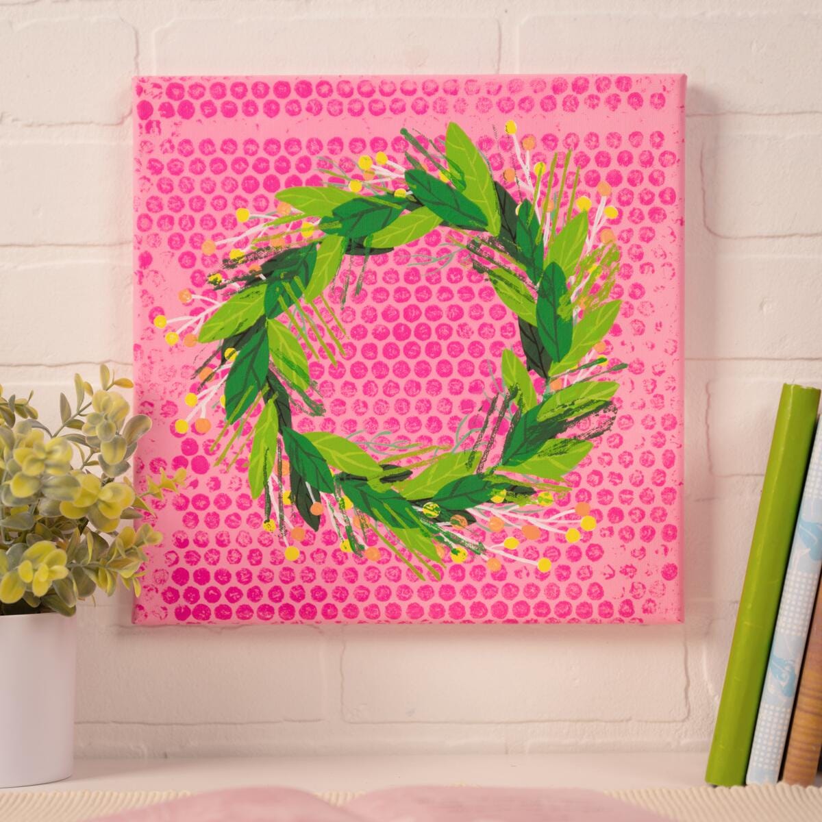 Stunning Wreath On Bubble Dot Backdrop