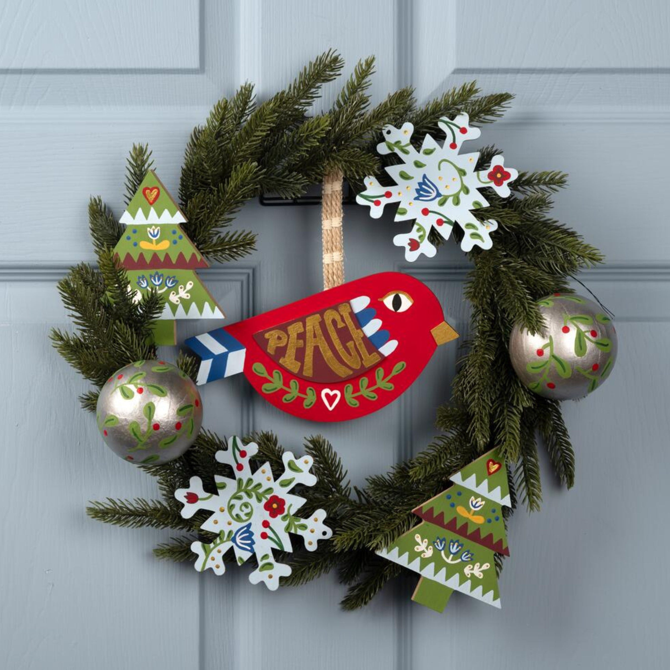 Traditional Winter Wreath with Ornaments