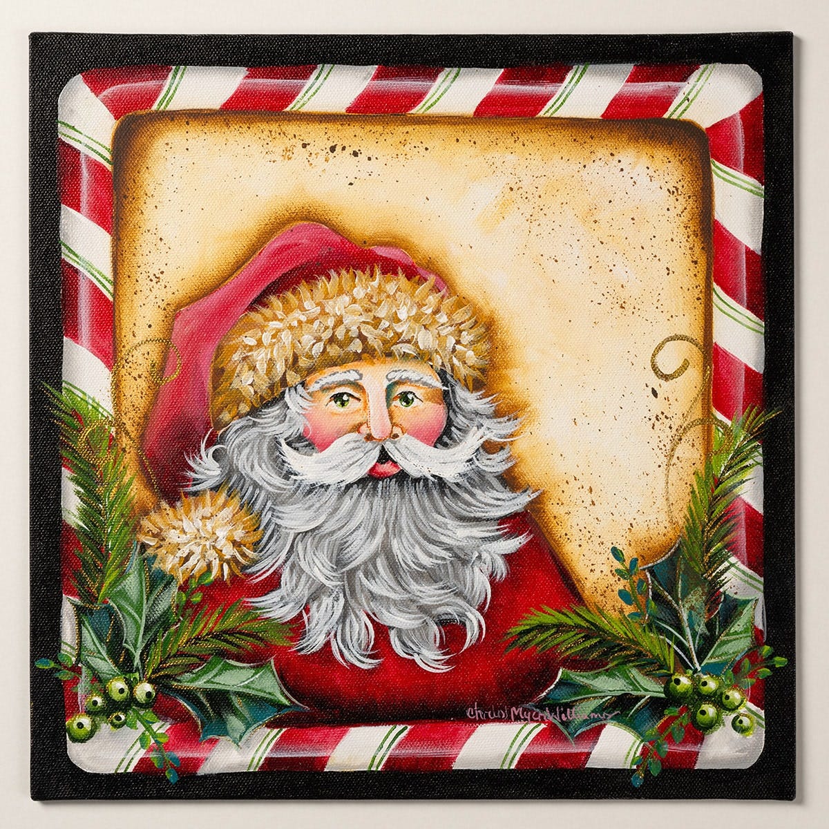 Santa Claus with a Candy Cane Border