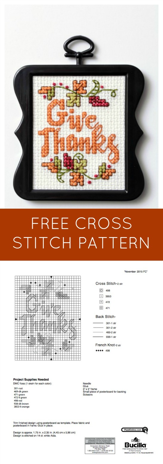 Give Thanks Cross Stitch Pattern