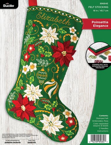 Bucilla ® Seasonal - Felt - Stocking Kits - Poinsettia Elegance - 89684E