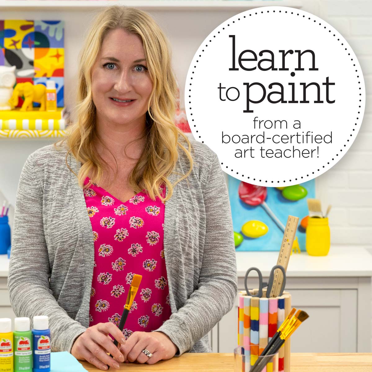 Apple Barrel ® Art Lessons Paint and Brush Set 34 pc, - 13430