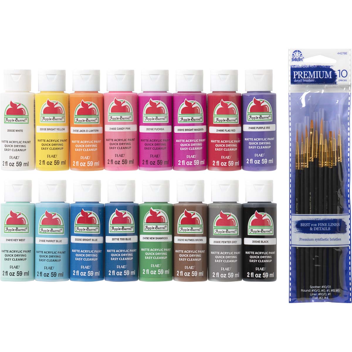 Apple Barrel ® Colors Best Selling Acrylic Paint and Brush Set 26 pc, - PROMOABIB