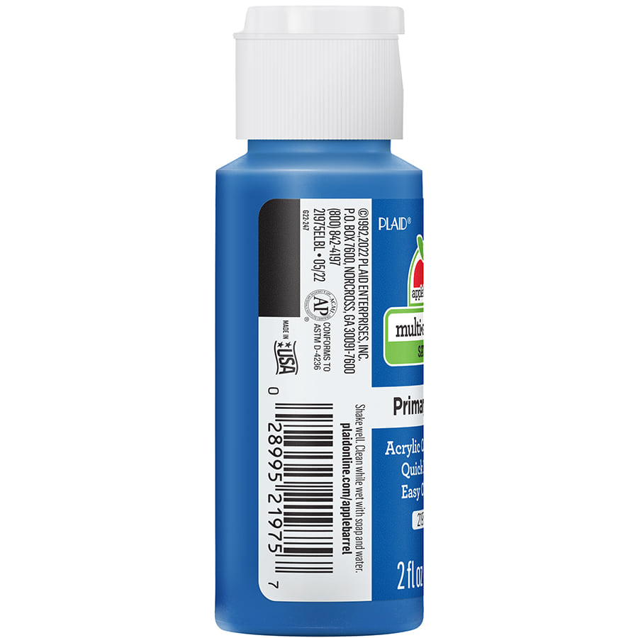 Apple Barrel ® Multi-Surface Satin Acrylic Paints - Primary Blue, 2 oz. - 21975E