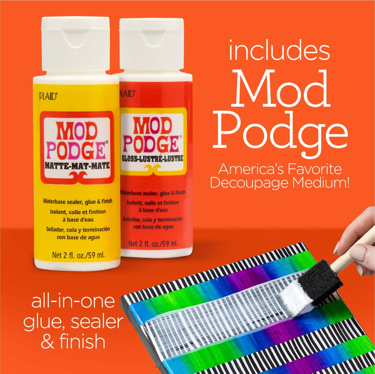 Apple Barrel ® Paint Set - Neon paints and Mod Podge, 13 pc. - PROMOABN22