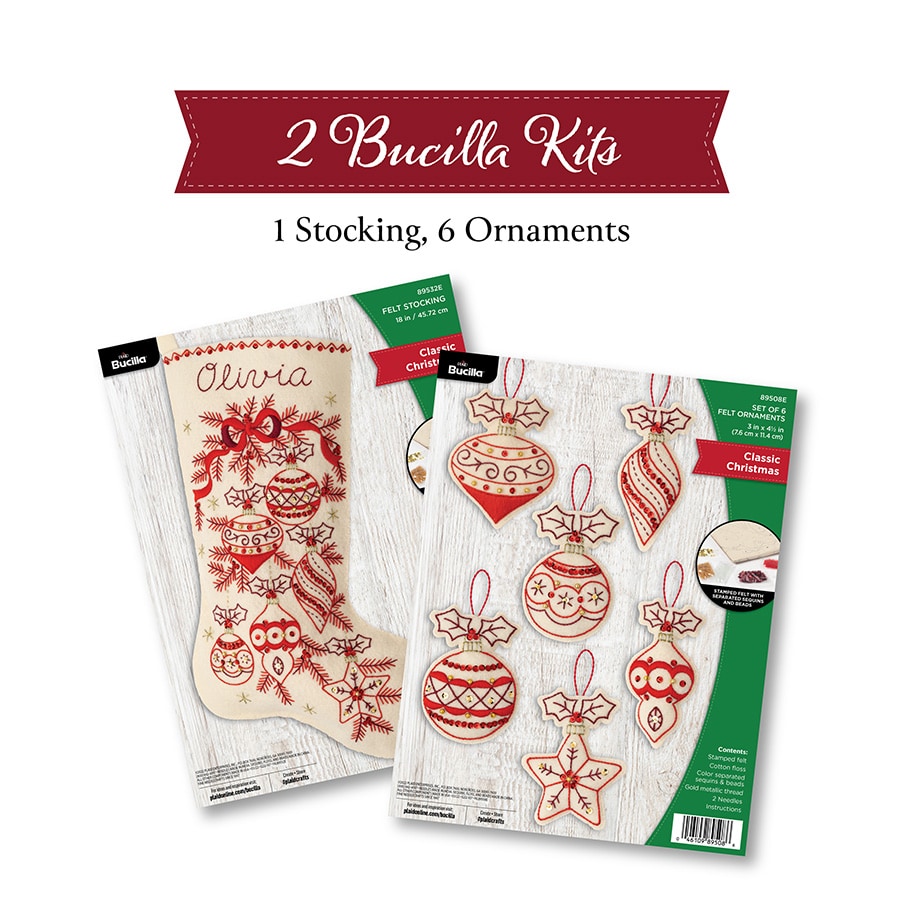 Bucilla ® Seasonal - Felt - Stocking & Ornament Set - Classic Christmas 2pc, - AMZCC24