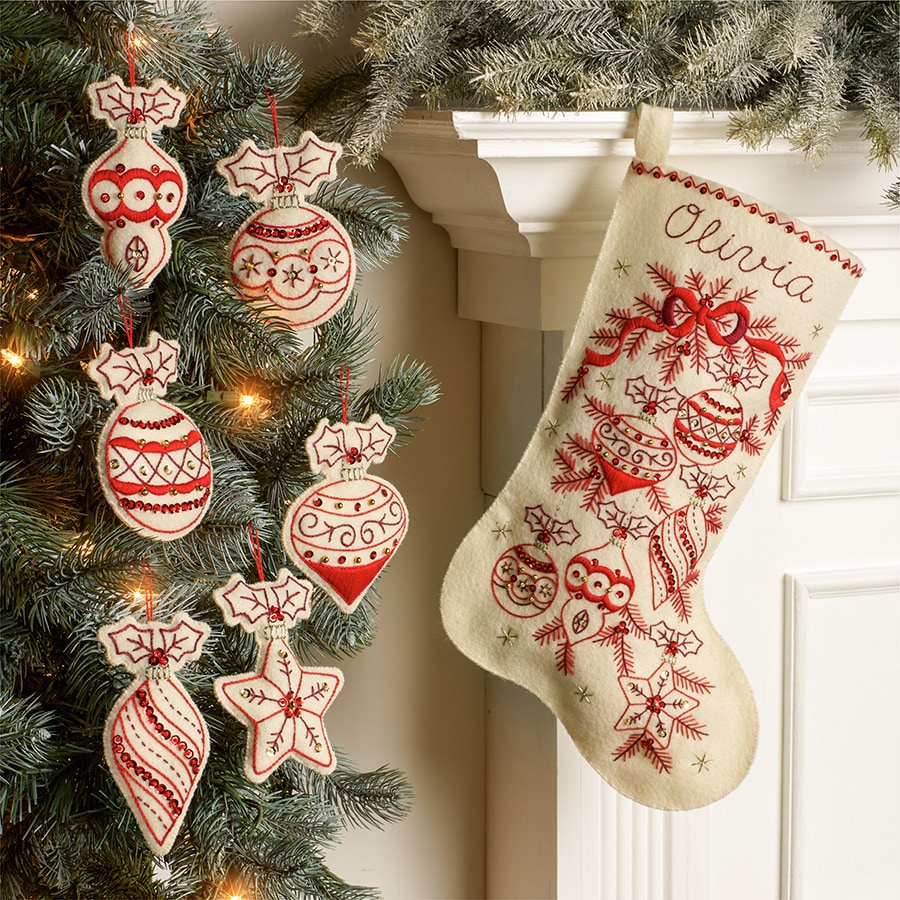 Bucilla ® Seasonal - Felt - Stocking & Ornament Set - Classic Christmas 2pc, - AMZCC24