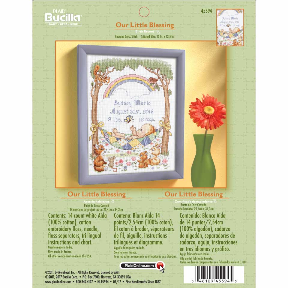 Bucilla ® Baby - Counted Cross Stitch - Crib Ensembles - Our Little Blessing - Birth Record Kit - 45