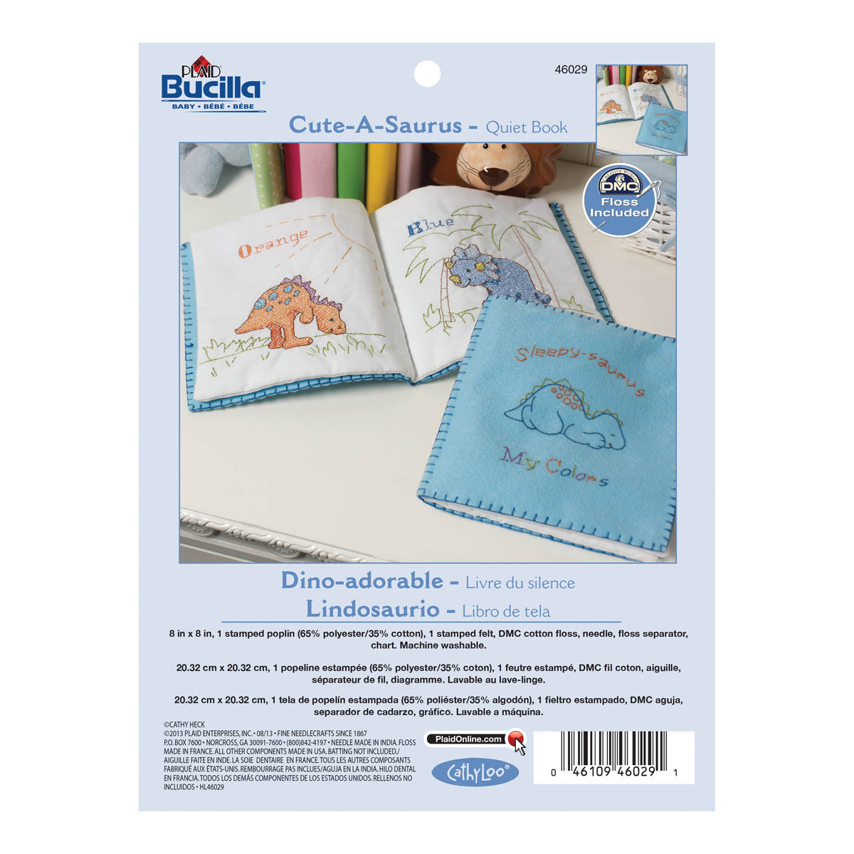 Bucilla ® Baby - Stamped Cross Stitch - Crib Ensembles - Cute-A-Saurus - Quiet Book - 46029