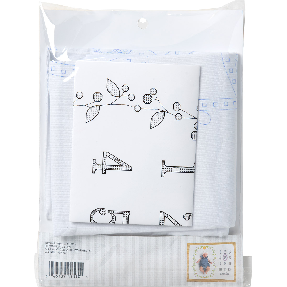 Bucilla ® Baby - Stamped Cross Stitch - Milestone Blanket, Sun and Moon - 49190E
