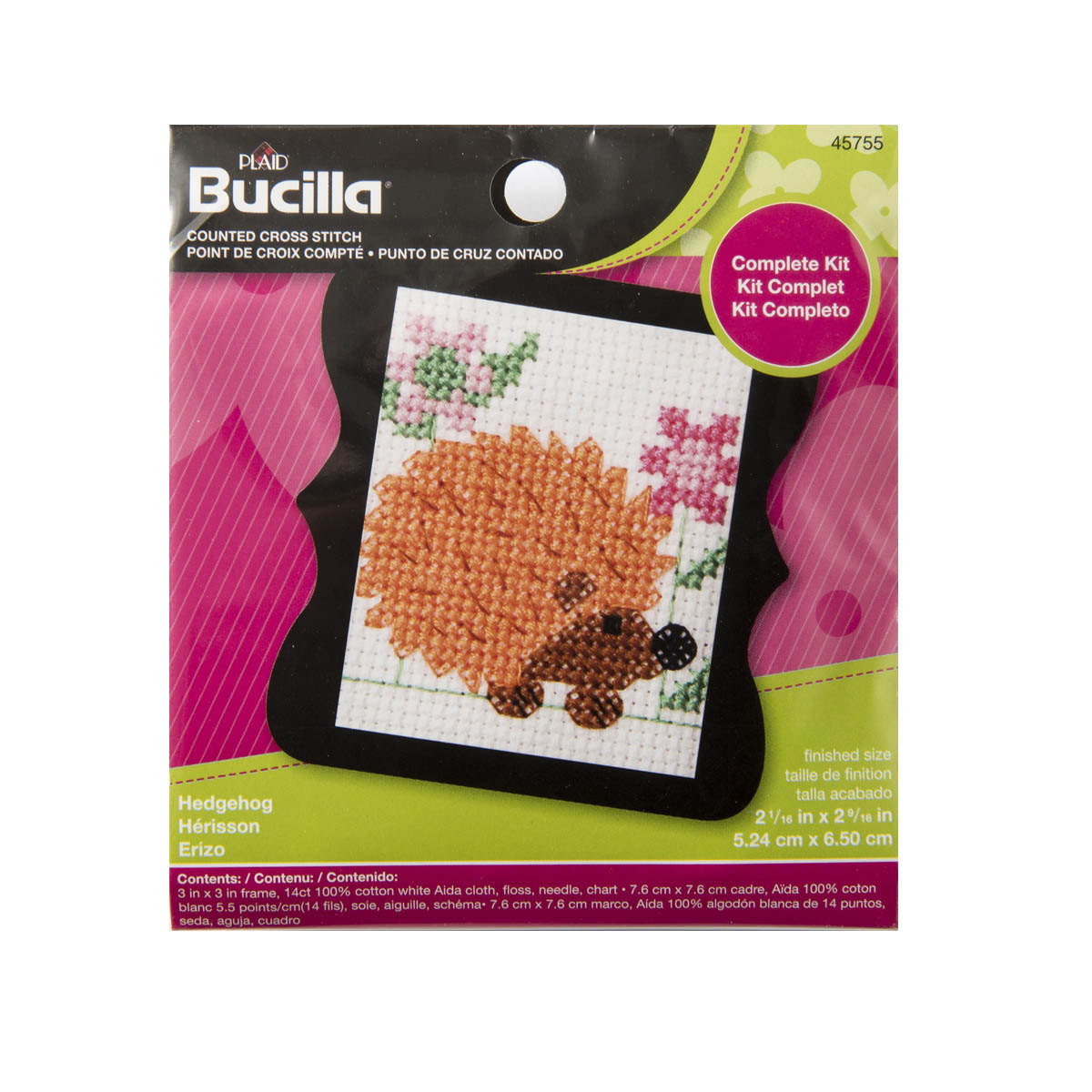 Bucilla ® Counted Cross Stitch - Beginner Stitchery - Mini - Hedgehog - 45755