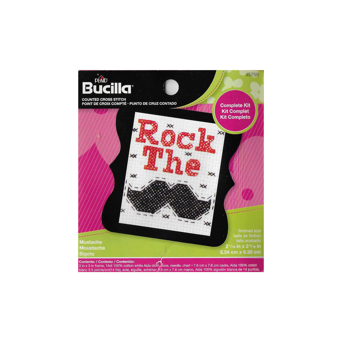 Bucilla ® Counted Cross Stitch - Beginner Stitchery - Mini - Mustache - 45759