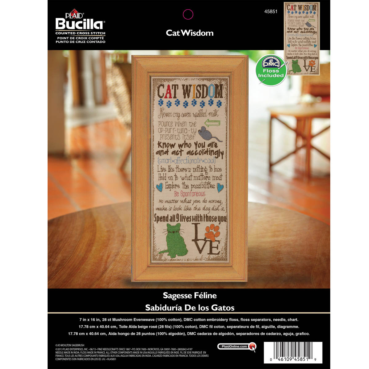 Bucilla ® Counted Cross Stitch - Picture Kits - Cat Wisdom - 45851