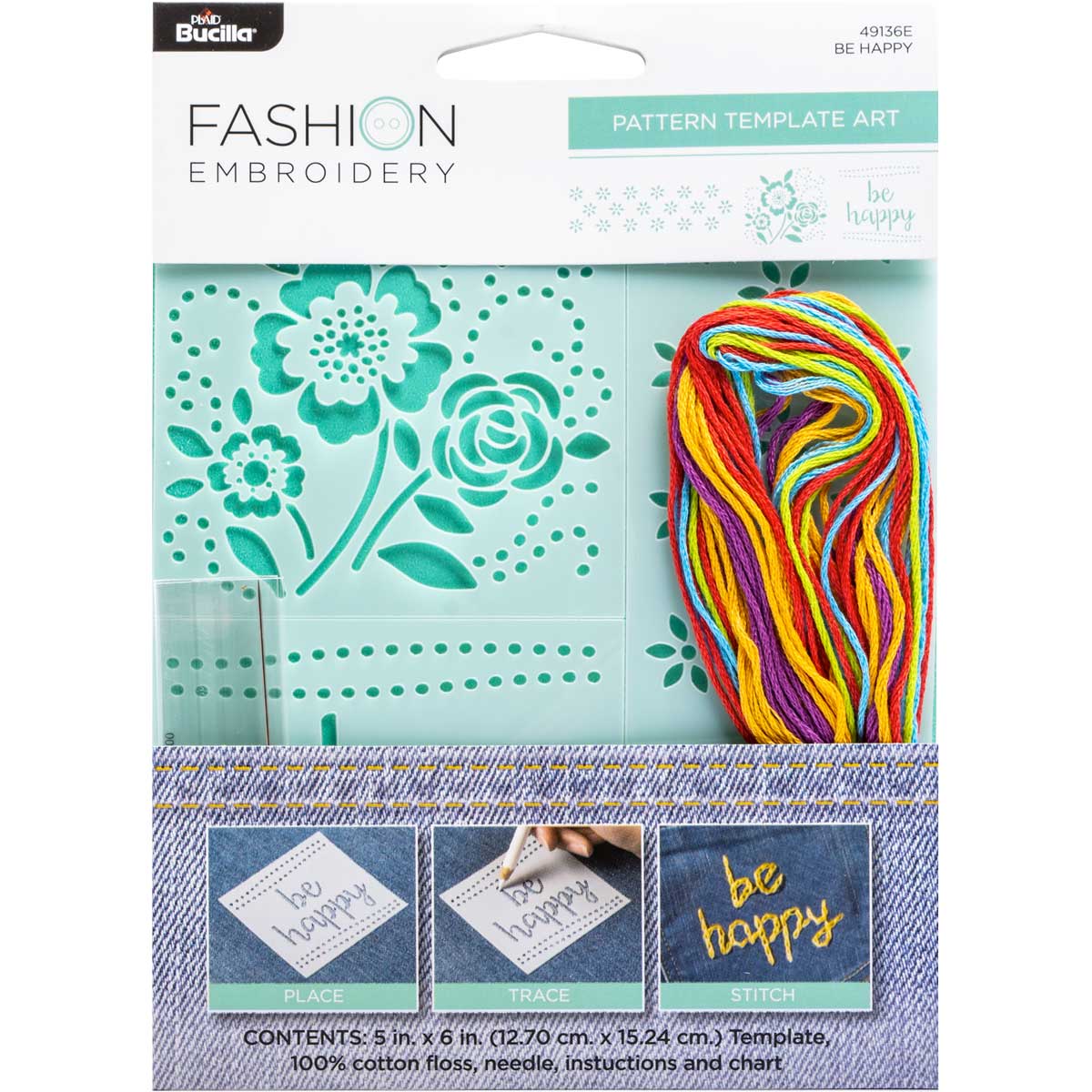Bucilla ® Fashion Embroidery Kit - Be Happy - 49136E