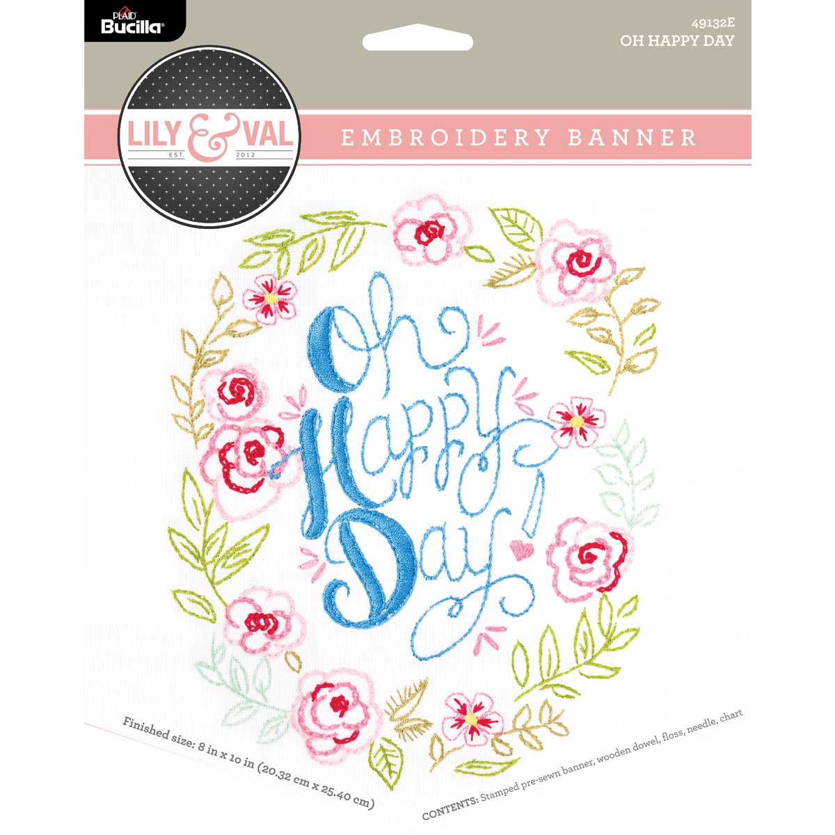 Bucilla ® Lily & Val™ Stamped Emboidery - Banners - Oh Happy Day - 49132E