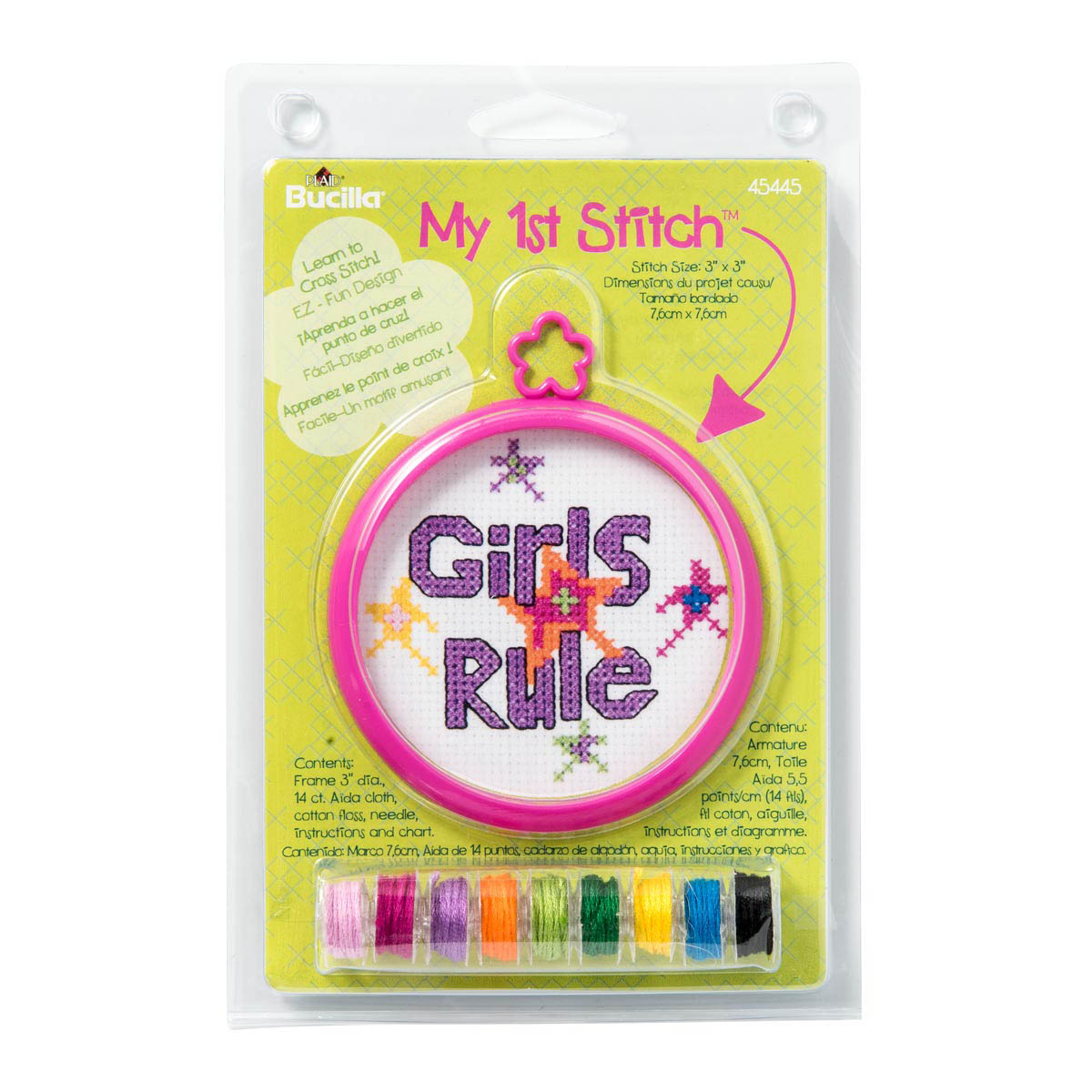 Bucilla ® My 1st Stitch™ - Counted Cross Stitch Kits - Mini - Girls Rule - 45445