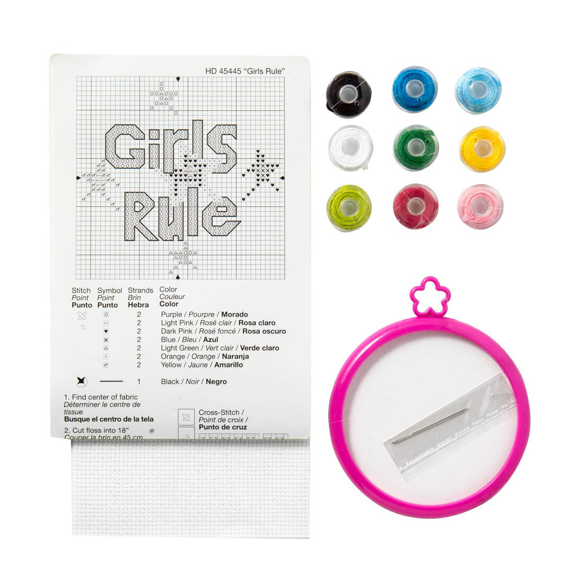 Bucilla ® My 1st Stitch™ - Counted Cross Stitch Kits - Mini - Girls Rule - 45445