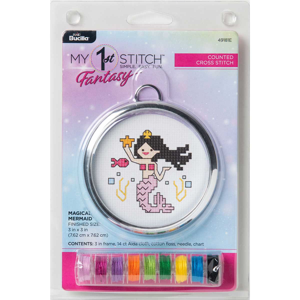 Bucilla ® My 1st Stitch™ Fantasy - Counted Cross Stitch Kits - Mini - Magical Mermaid - 49181E