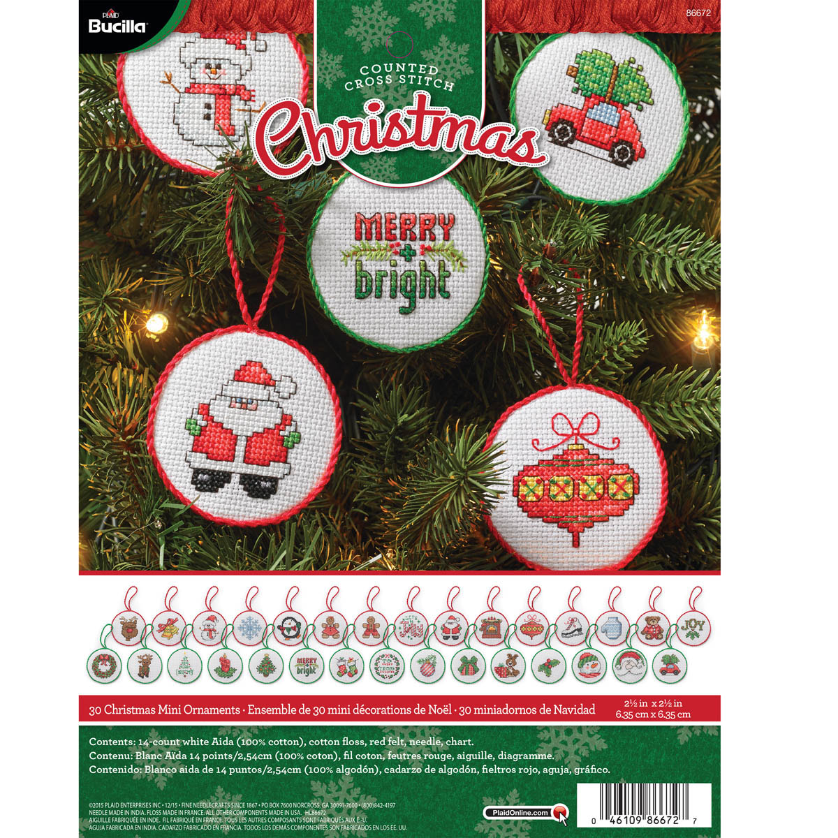 Bucilla ® Seasonal - Counted Cross Stitch - Ornament Kits - Christmas Minis - 86672