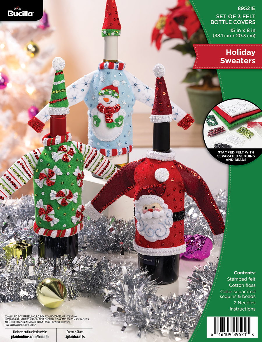 Bucilla ® Seasonal - Felt - Bottle Covers - Holiday Sweaters - 89521E