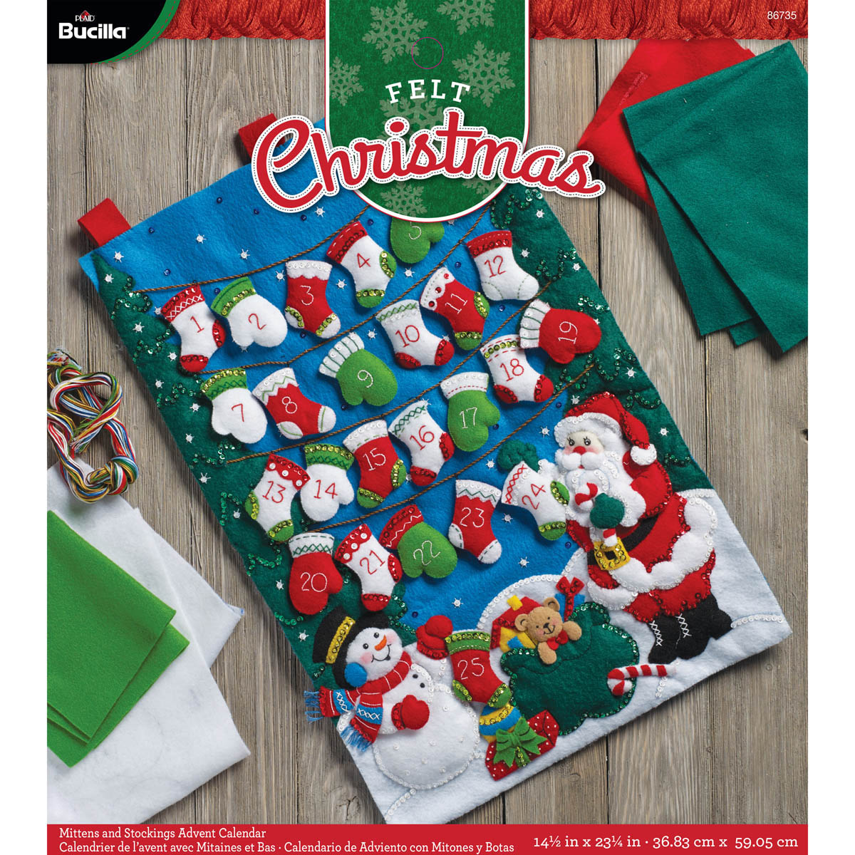 Bucilla ® Seasonal - Felt - Home Decor - Advent Calendar Kits - Mittens & Stockings - 86735