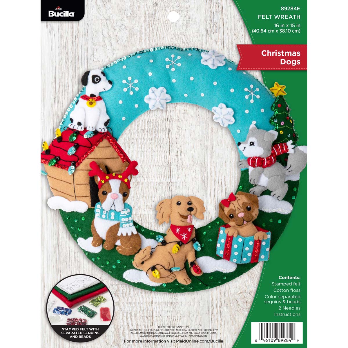 Bucilla ® Seasonal - Felt - Home Decor - Christmas Dogs Wreath - 89284E