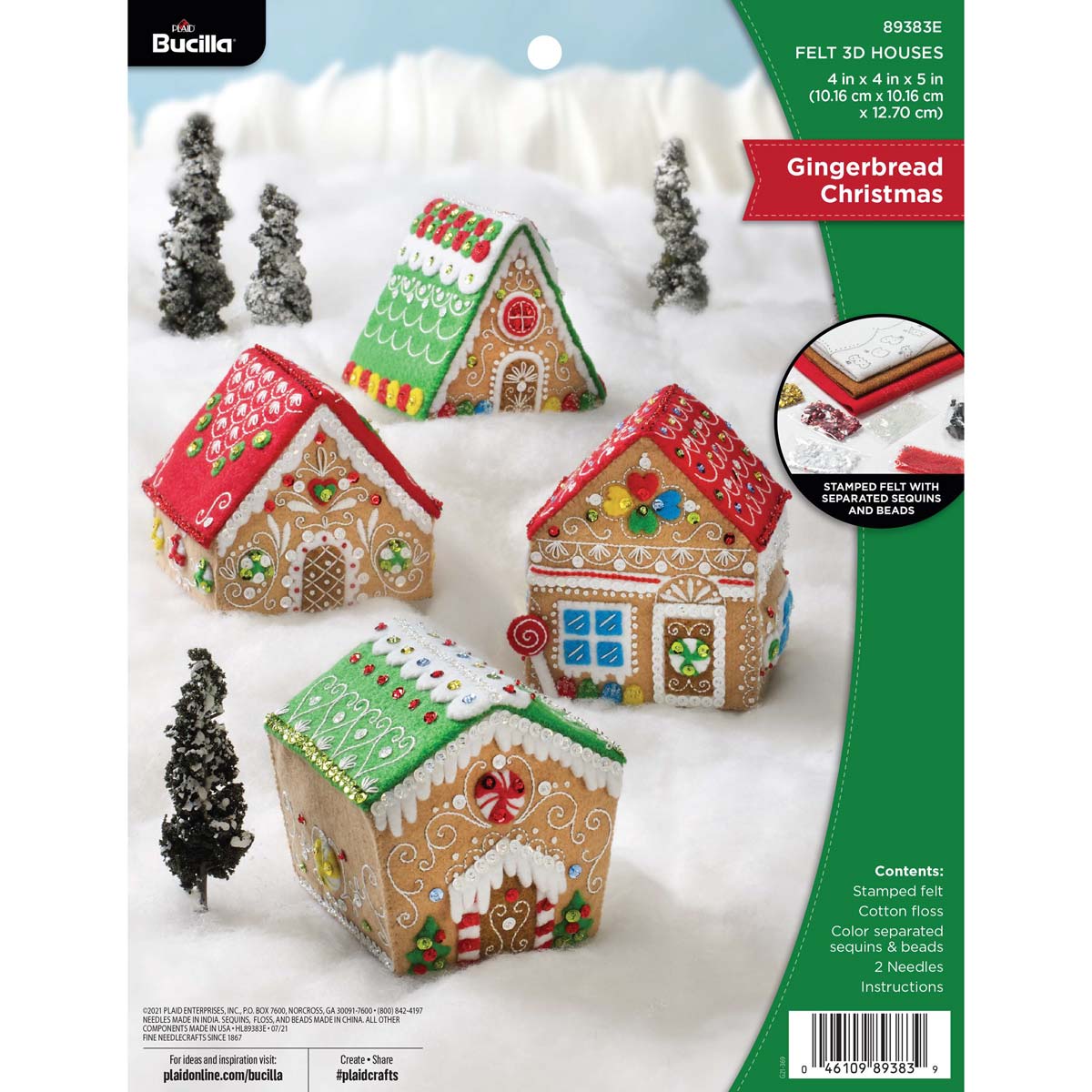 Bucilla ® Seasonal - Felt - Home Decor - Gingerbread 3D Houses - 89383E