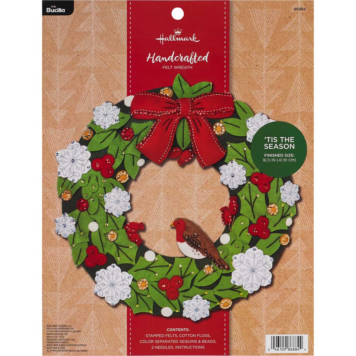 Bucilla ® Seasonal - Felt - Home Decor - Hallmark - ’Tis the Season Wreath - 86884