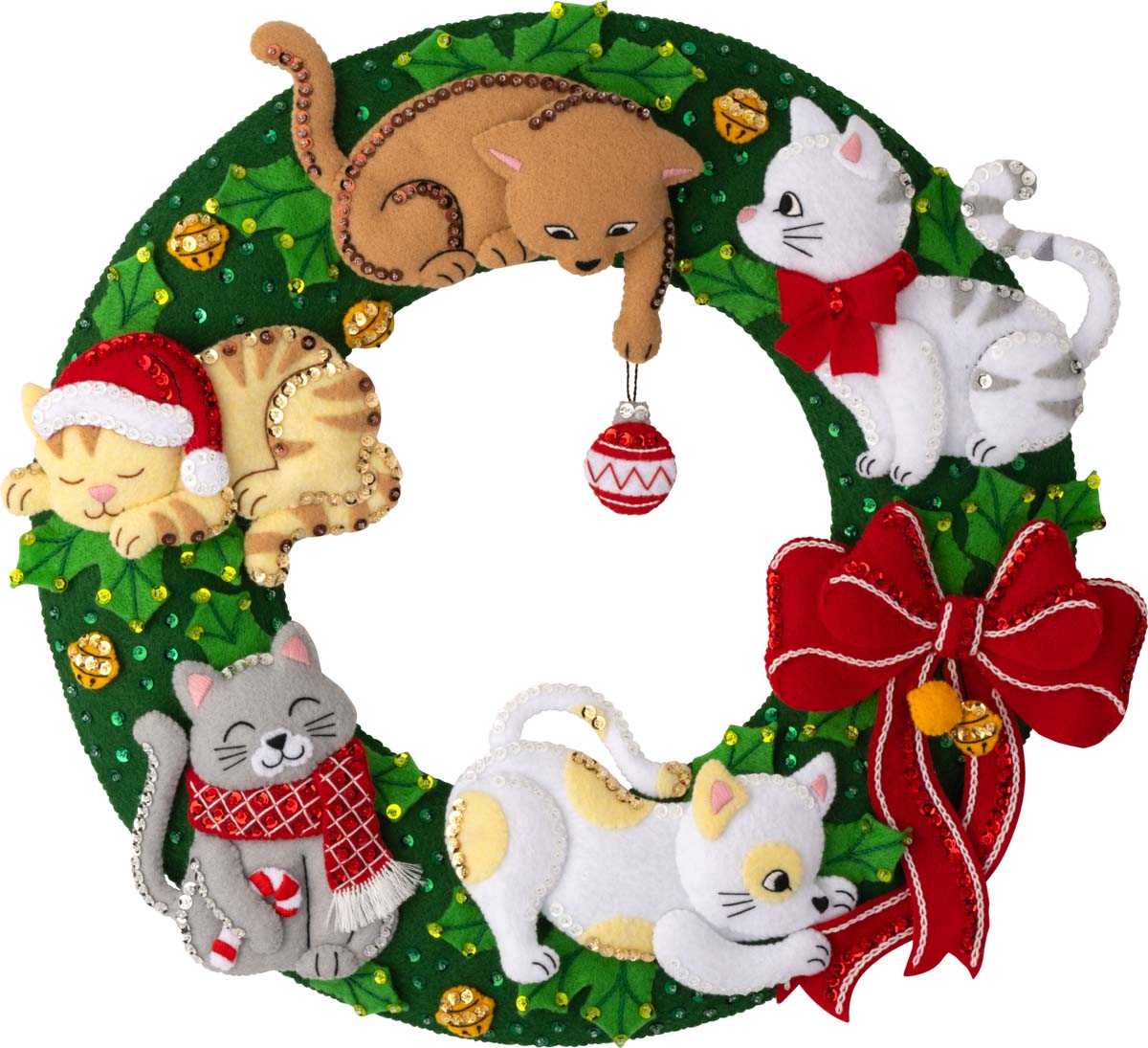 Bucilla ® Seasonal - Felt - Home Decor - Holiday Housecats Wreath - 89490E