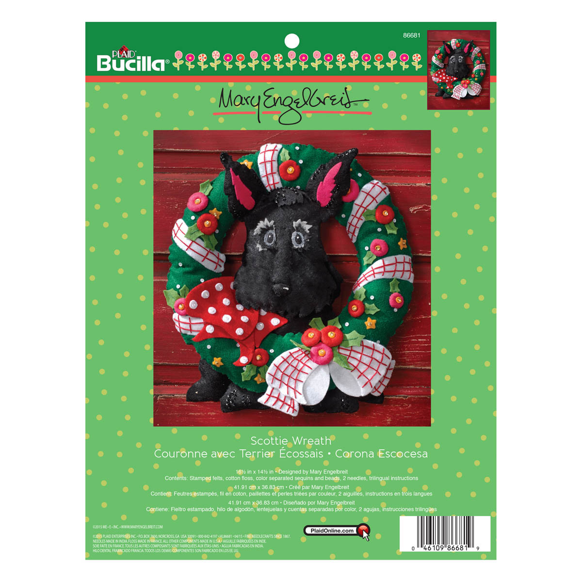Bucilla ® Seasonal - Felt - Home Decor - Mary Engelbreit ® - Scottie Wreath - 86681