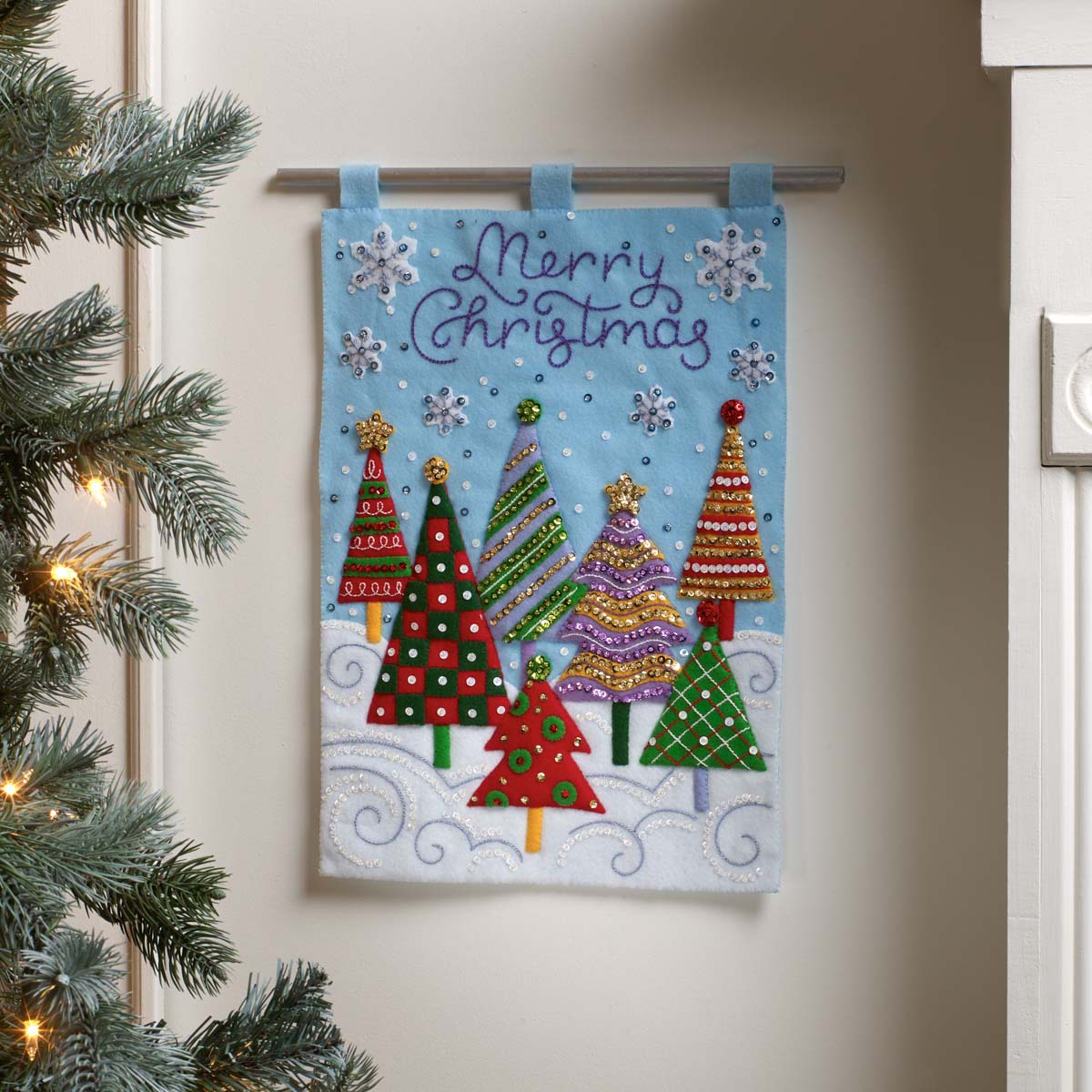 Bucilla ® Seasonal - Felt - Home Decor - Modern Christmas Trees Wall Hanging - 89453E