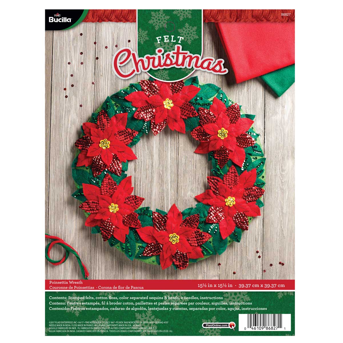 Bucilla ® Seasonal - Felt - Home Decor - Poinsettia Wreath - 86827