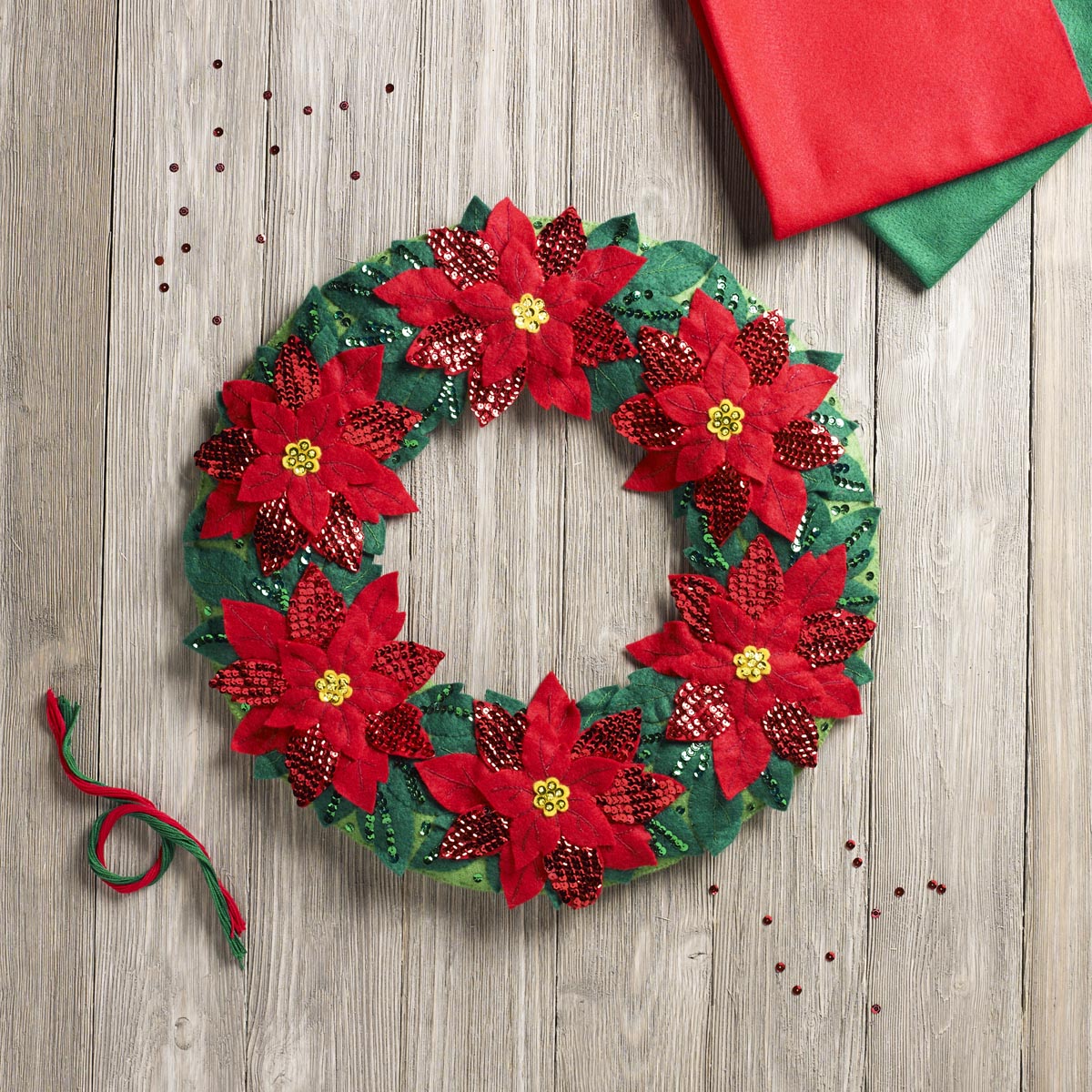 Bucilla ® Seasonal - Felt - Home Decor - Poinsettia Wreath - 86827