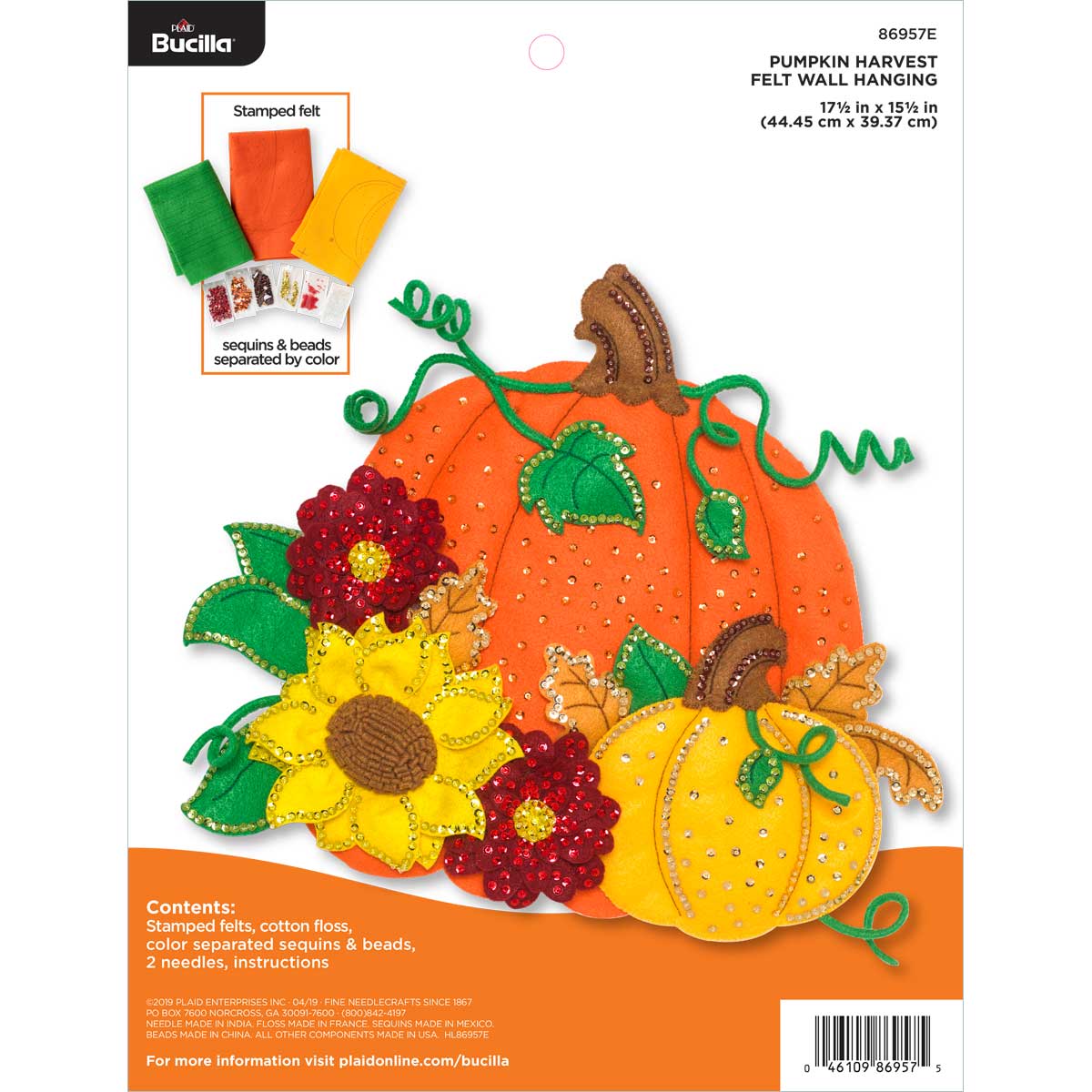 Bucilla ® Seasonal - Felt - Home Decor - Pumpkin Harvest Wall Hanging - 86957E