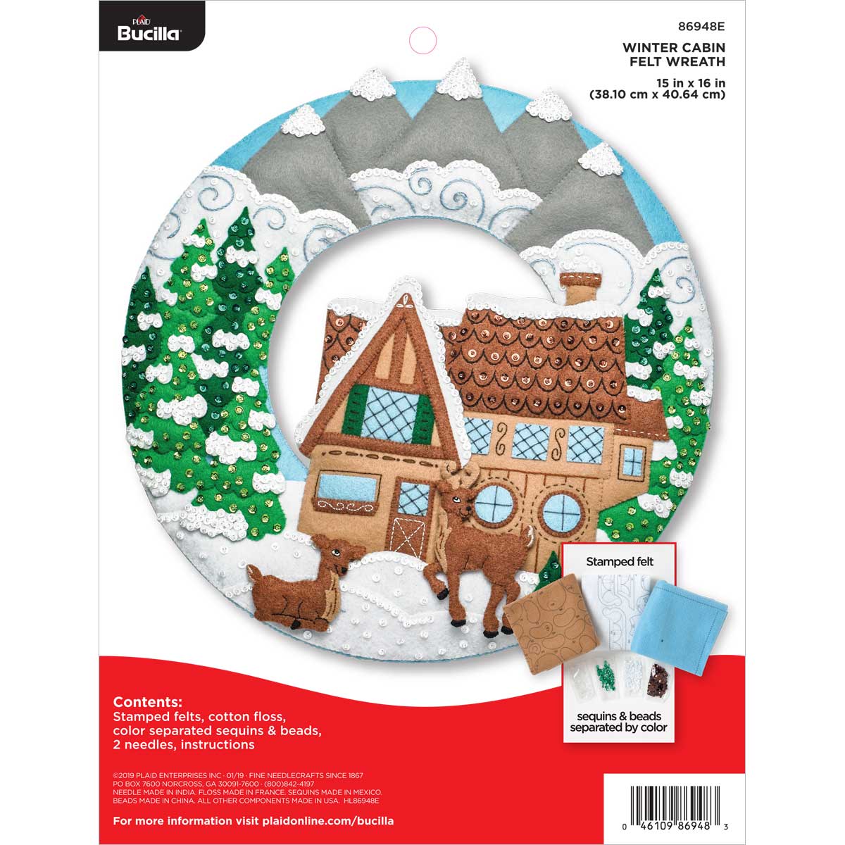 Bucilla ® Seasonal - Felt - Home Decor - Winter Cabin Wreath - 86948E