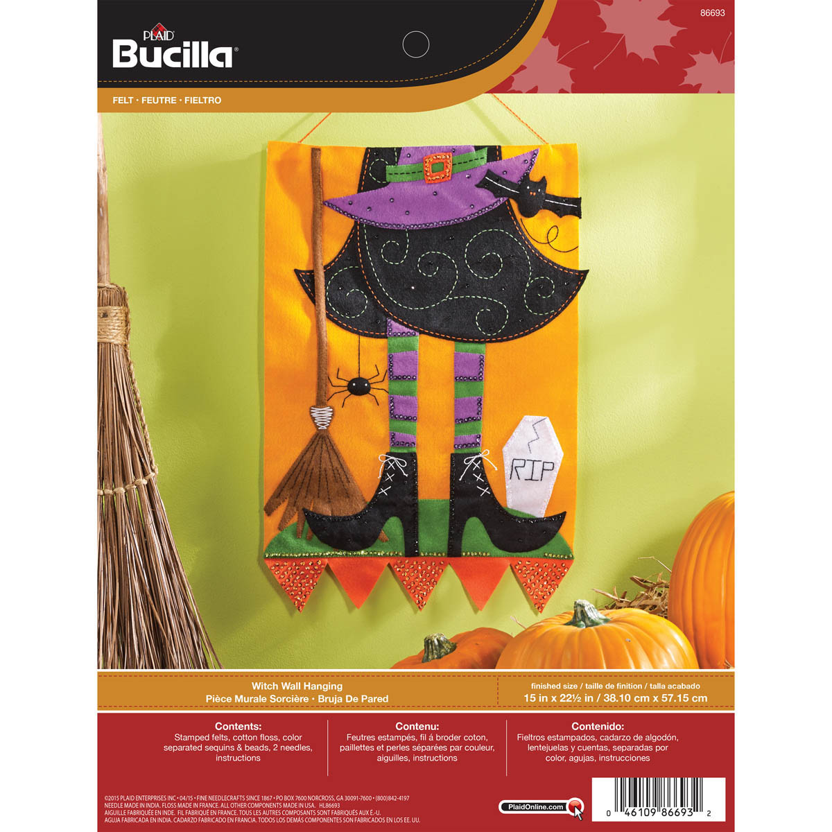 Bucilla ® Seasonal - Felt - Home Decor - Witch Wall Hanging - 86693
