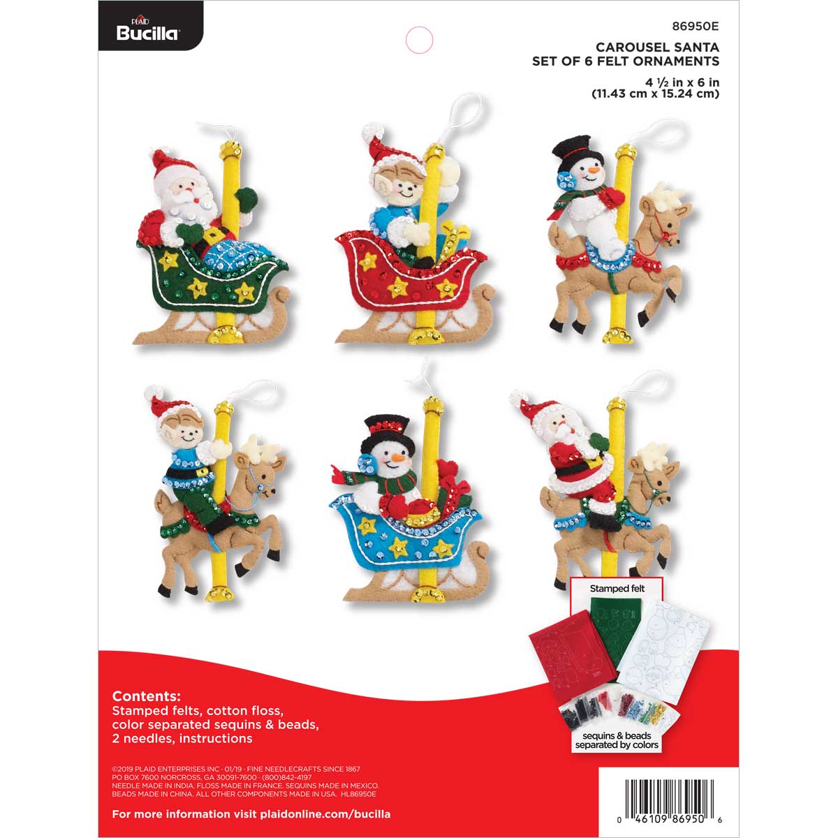 Bucilla ® Seasonal - Felt - Ornament Kits - Carousel Santa - 86950E