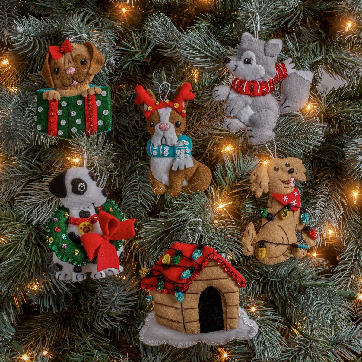 Bucilla ® Seasonal - Felt - Ornament Kits - Christmas Dogs - 89283E