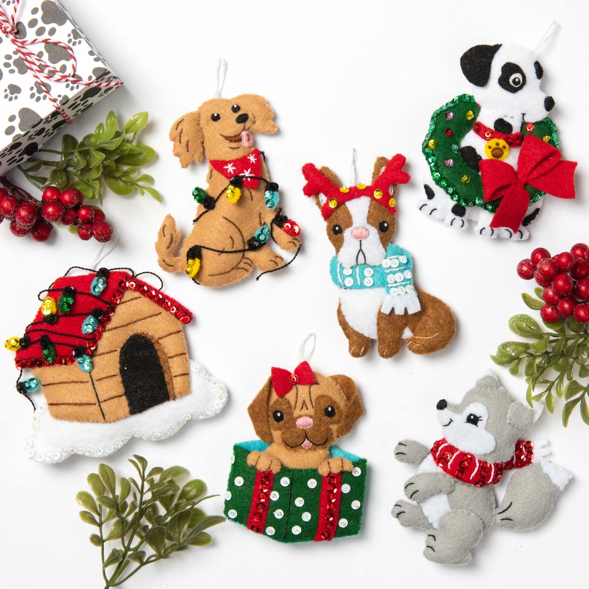 Bucilla ® Seasonal - Felt - Ornament Kits - Christmas Dogs - 89283E