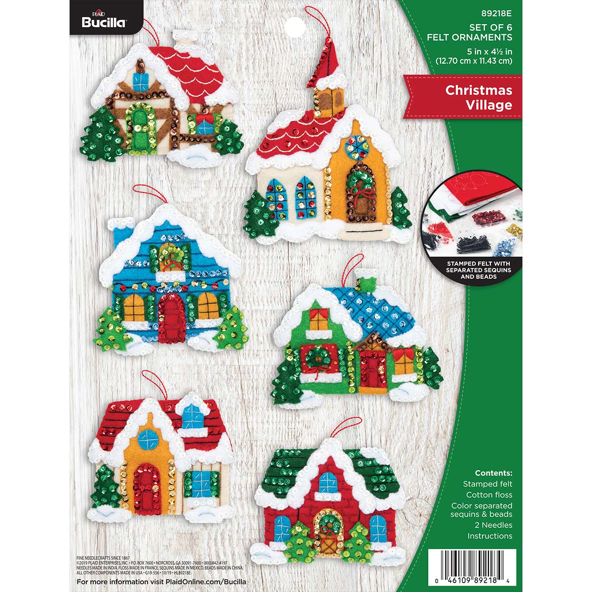 Bucilla ® Seasonal - Felt - Ornament Kits - Christmas Village - 89218E