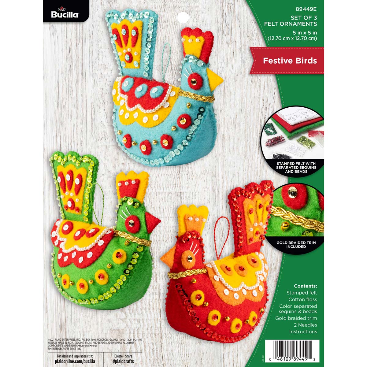 Bucilla ® Seasonal - Felt - Ornament Kits - Festive Birds - 89449E
