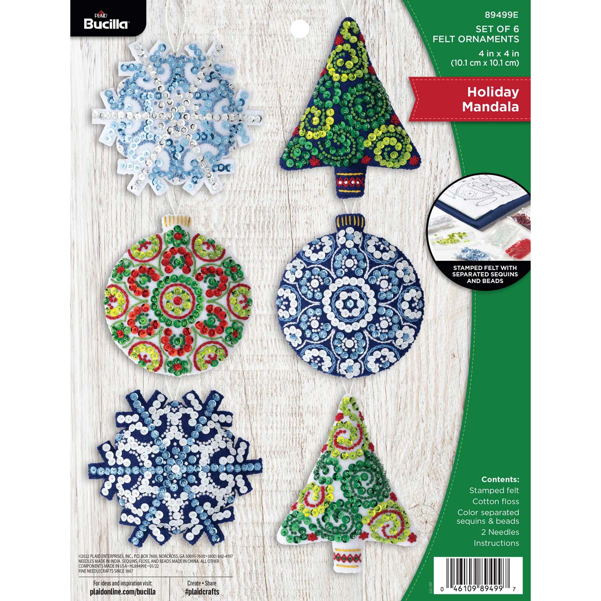 Bucilla ® Seasonal - Felt - Ornament Kits - Mandala Christmas - 89499E