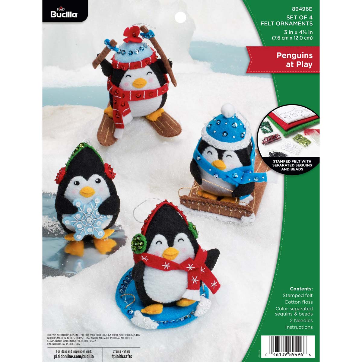 Bucilla ® Seasonal - Felt - Ornament Kits - Penguins at Play - 89496E