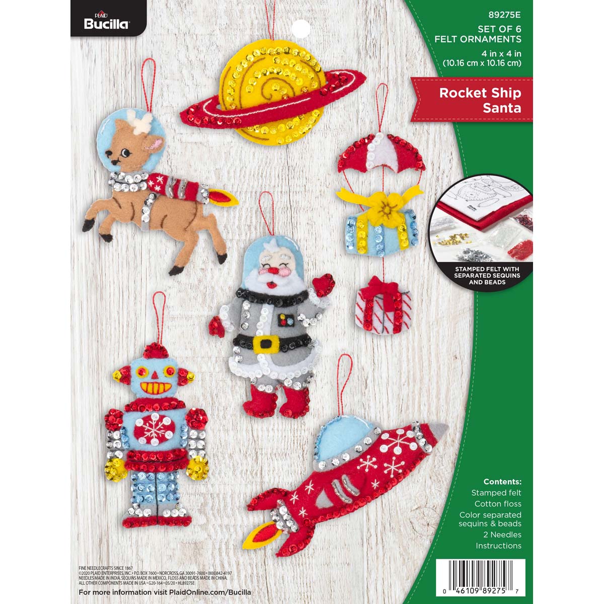 Bucilla ® Seasonal - Felt - Ornament Kits - Rocket Ship Santa - 89275E