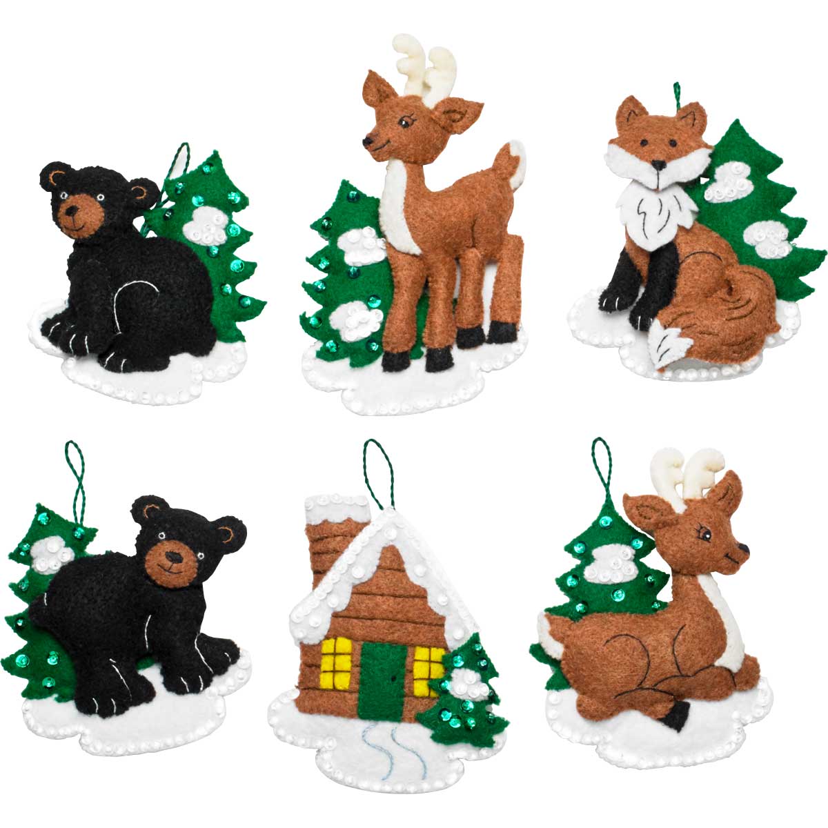 Bucilla ® Seasonal - Felt - Ornament Kits - Santa’s Black Bear Cabin - 86947E