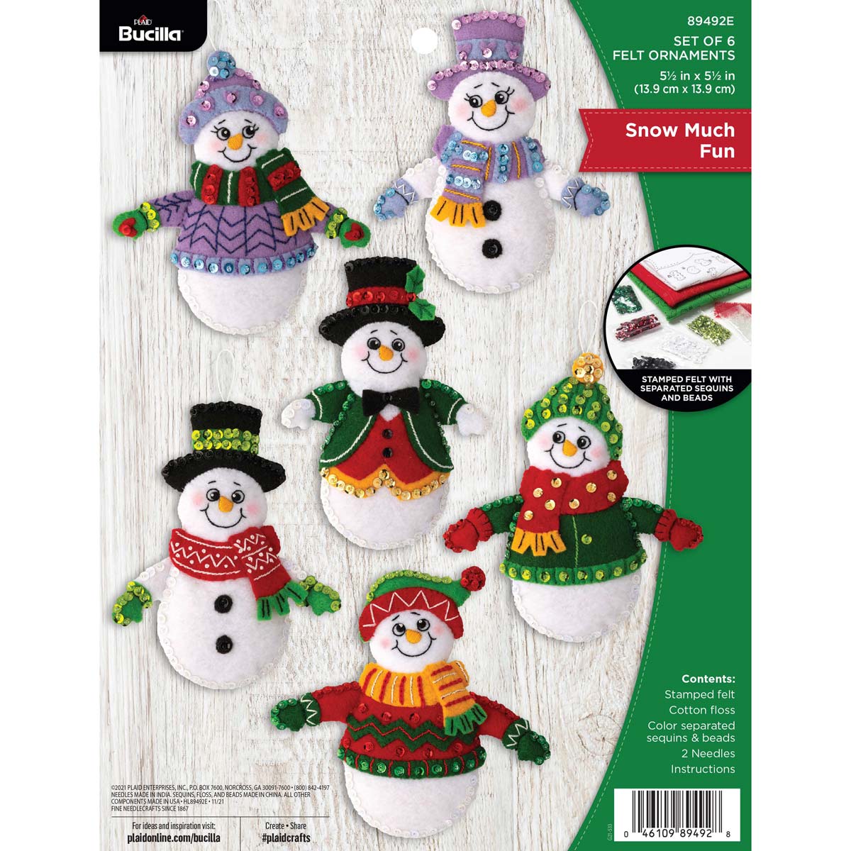 Bucilla ® Seasonal - Felt - Ornament Kits - Snow Much Fun - 89492E