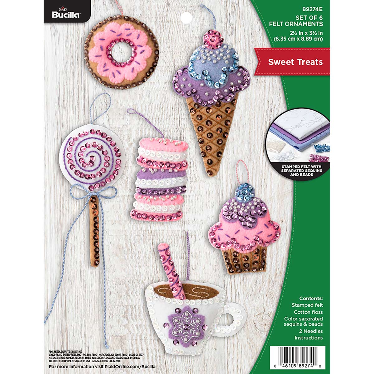 Bucilla ® Seasonal - Felt - Ornament Kits - Sweet Treats - 89274E