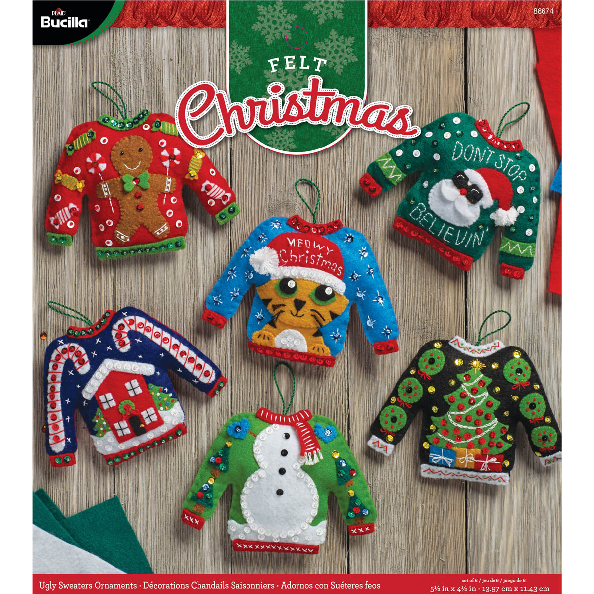 Bucilla ® Seasonal - Felt - Ornament Kits - Ugly Sweaters - 86674