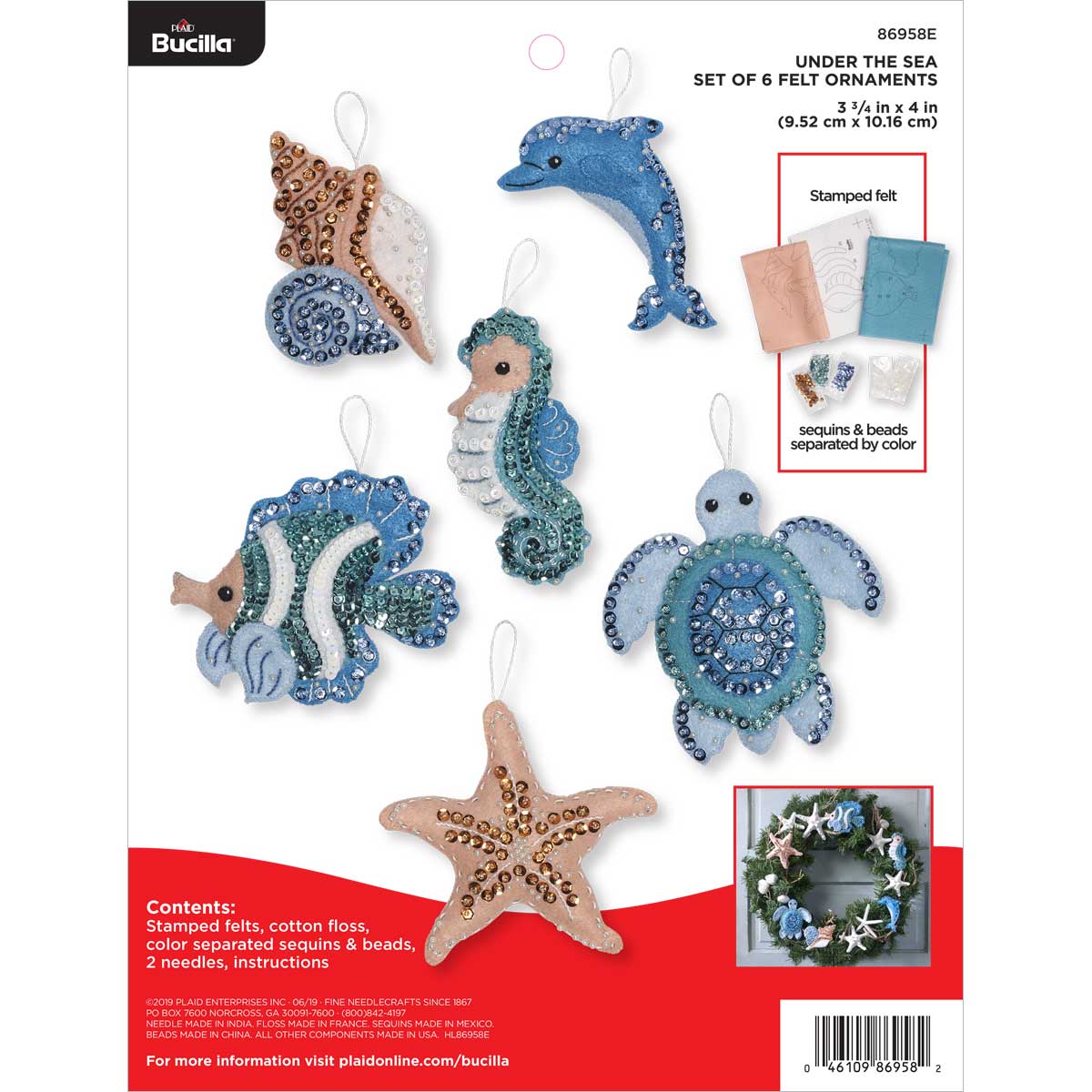 Bucilla ® Seasonal - Felt - Ornament Kits - Under the Sea - 86958E