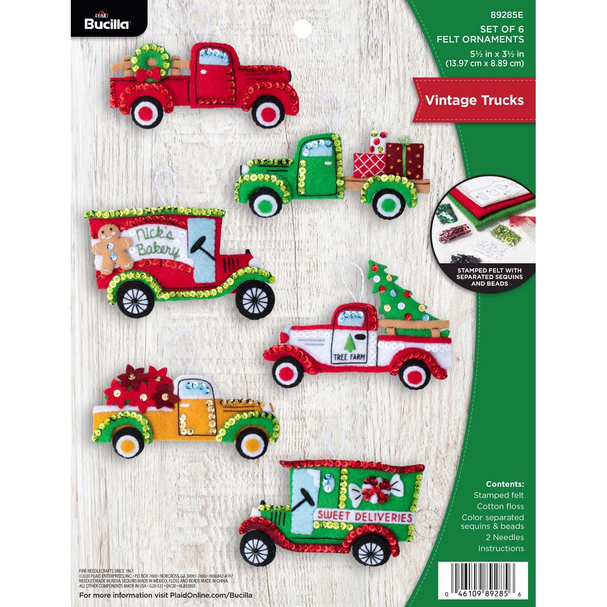 Bucilla ® Seasonal - Felt - Ornament Kits - Vintage Trucks - 89285E